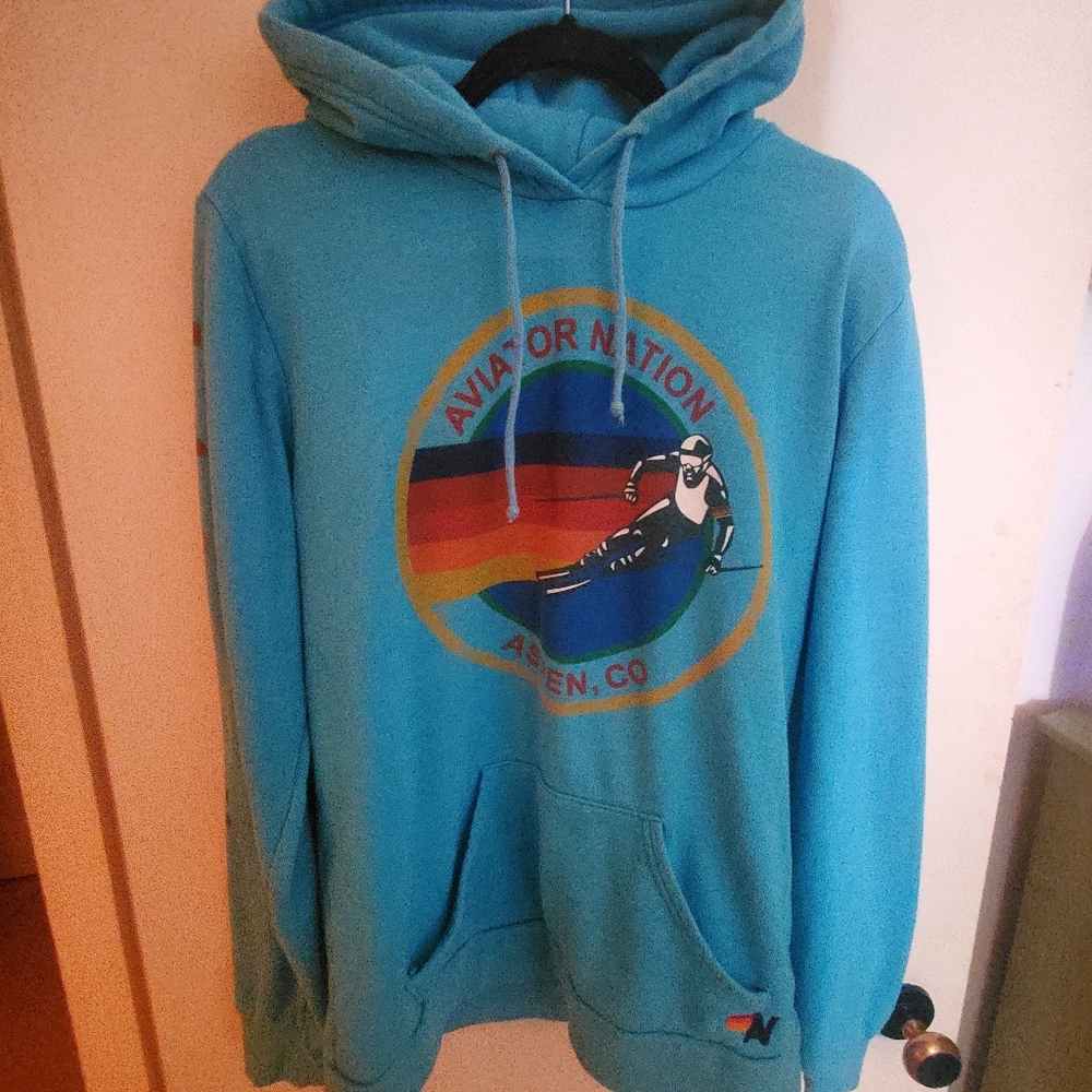 RARE Neon Blue Aviator Nation Aspen Pullover